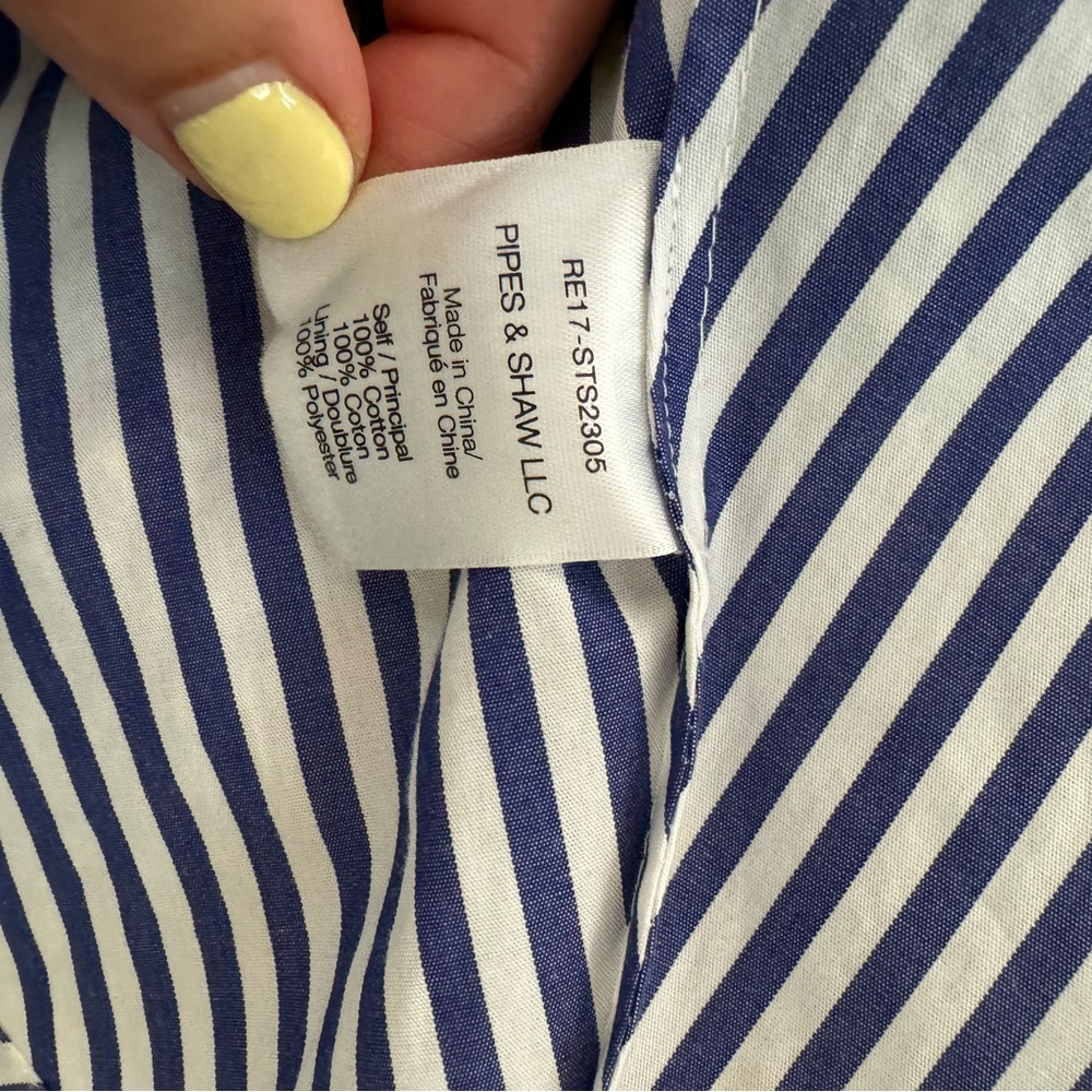 Veronica Beard Blue/White Striped Sleeveless Striped Flounce Dress - Picture 9 of 10